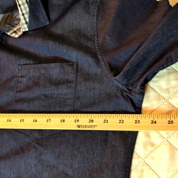 Coofandy Men's Blue Denim/Plaid Long sleeve Button down Shirt, Size L. - Picture 7 of 10